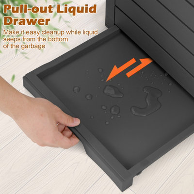 Costway Outdoor Trash Waste Bin 140 L Large Trash Bin with Lid & Pull-out Liquid Tray - 8