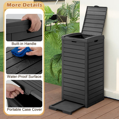 Costway Outdoor Trash Waste Bin 140 L Large Trash Bin with Lid & Pull-out Liquid Tray - 9