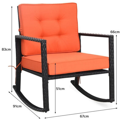 COSTWAY Outdoor Wicker Furniture Rocking Chair Metal Frame Patio Rattan ...