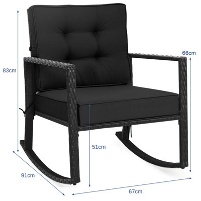 Costway Outdoor Wicker Furniture Rocking Chair Metal Frame Patio Rattan ...