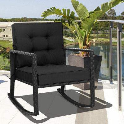Costway Outdoor Wicker Furniture Rocking Chair Metal Frame Patio Rattan ...