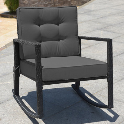 Costway Outdoor Wicker Furniture Rocking Chair Metal Frame Patio Rattan ...
