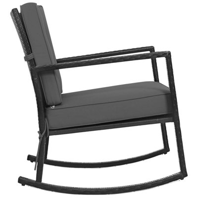 Costway Outdoor Wicker Furniture Rocking Chair Metal Frame Patio Rattan ...