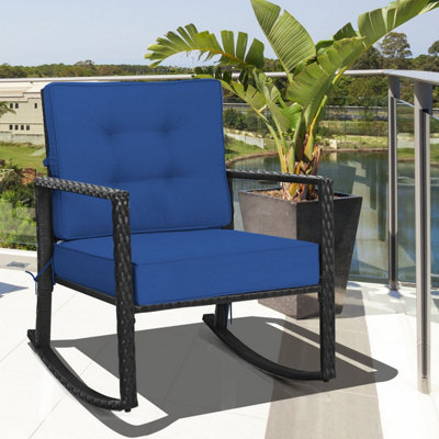 Costway Outdoor Wicker Furniture Rocking Chair Metal Frame Patio Rattan ...