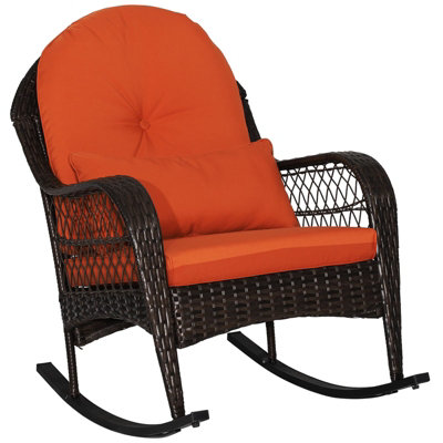 COSTWAY Outdoor Wicker Rocking Chair Patio Rattan Rocker w/ Back ...