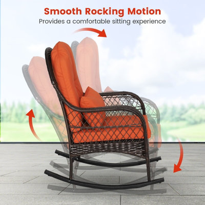 COSTWAY Outdoor Wicker Rocking Chair Patio Rattan Rocker w/ Back ...