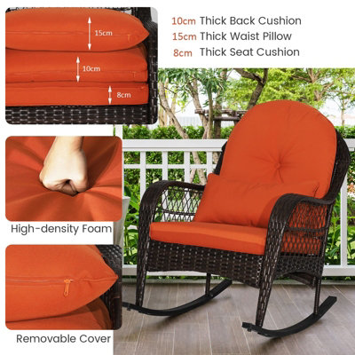 COSTWAY Outdoor Wicker Rocking Chair Patio Rattan Rocker w/ Back ...