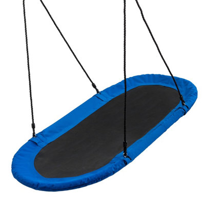 Costway Oval Swing 150 x 80 cm Tree Swing with 100-160 cm Adjustable Heights-Blue