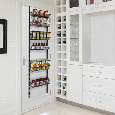 Costway Over The Door Pantry Rack Adjustable Behind Door Organizer w/ 6 Metal Baskets - 4