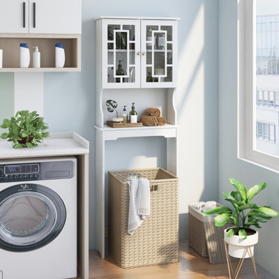 Costway Over-The-Toilet Storage Cabinet 3-Tier Washing Machine Rack W/ Adjustable Shelf