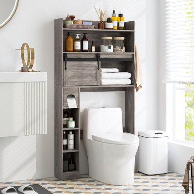 Costway Over The Toilet Storage Rack Bathroom Space Saver W/ 2 Open Shelves Drawers