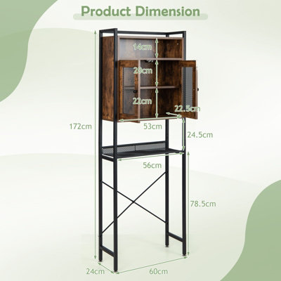Decofy Over The Toilet Storage Cabinet, Farmhouse Metal