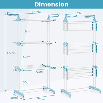COSTWAY Oversized 4-Tier Collapsible Laundry Rack Foldable Clothes ...