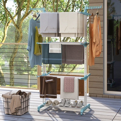 COSTWAY Oversized 4-Tier Collapsible Laundry Rack Foldable Clothes ...