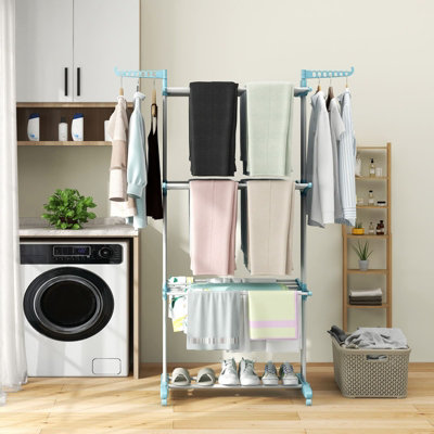 COSTWAY Oversized 4-Tier Collapsible Laundry Rack Foldable Clothes ...