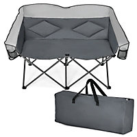 Costway Oversized Couch Outdoor Double Camping Chair Folding Loveseat Chair