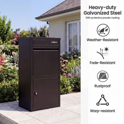 COSTWAY Package Delivery Box for Outside Large Galvanized Steel Parcel ...