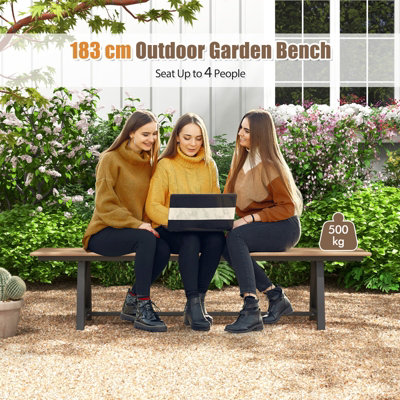 Costway Patio 183cm Extra Long Bench Outdoor Weatherproof Long Chair for 4 - 4