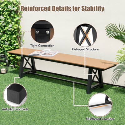 Costway Patio 183cm Extra Long Bench Outdoor Weatherproof Long Chair for 4 - 5