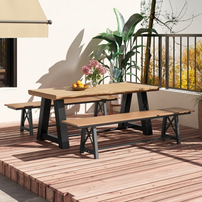 Costway Patio 183cm Extra Long Bench Outdoor Weatherproof Long Chair for 4 - 9