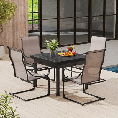 Costway Patio C-Spring Dining Chairs Set of Sling High-Back