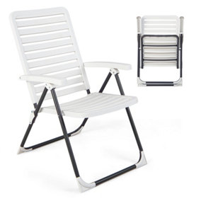 Costway Patio Folding Chair Adjustable Reclining High Back Folding Chair 7-Level Height