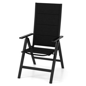 Costway Patio Folding Chairs Outdoor 7-Position Adjustable Reclining Chairs w/ Padded Seat