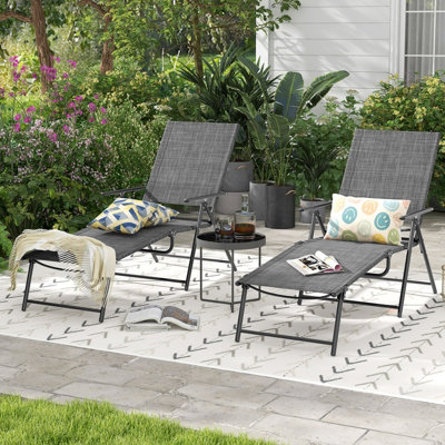 Costway Patio Folding Chaise Lounge Chairs Recliner 6-Level Adjustable ...
