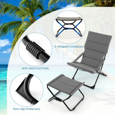 Costway Patio Folding Sling Chair Outdoor Portable Lounge
