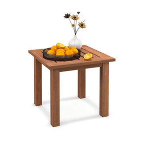 Costway Patio Hardwood Side Table Outdoor Square End Table Wooden Slatted Coffee Table