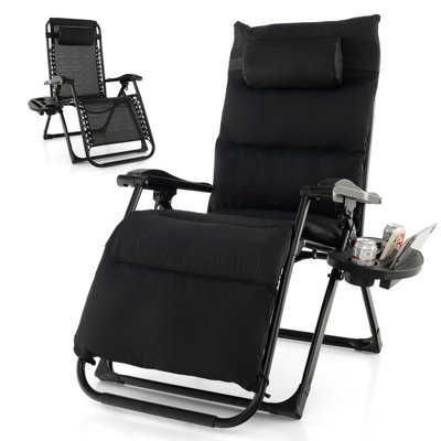 Costway Patio Metal Zero Gravity Chair Outdoor Folding Recliner with Removable Cushion
