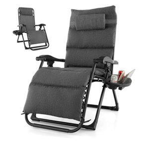 Costway Patio Metal Zero Gravity Chair Outdoor Folding Recliner with Removable Cushion