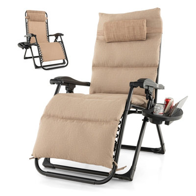 Costway Patio Metal Zero Gravity Chair Outdoor Folding Recliner with Removable Cushion