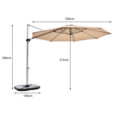 Costway Patio Offset Cantilever Umbrella Outdoor Round Hanging Market Umbrella