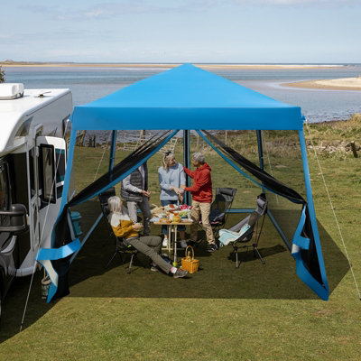 Costway Patio Outdoor Instant Pop-up Canopy Slant Leg Mesh Tent Foldable Gazebo - 3