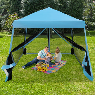 Costway Patio Outdoor Instant Pop-up Canopy Slant Leg Mesh Tent Foldable Gazebo - 4