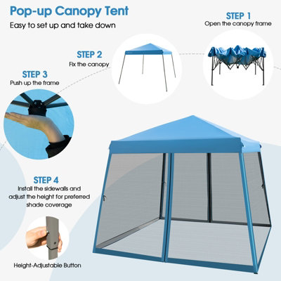 Costway Patio Outdoor Instant Pop-up Canopy Slant Leg Mesh Tent Foldable Gazebo - 7