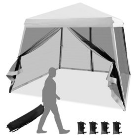 Costway Patio Outdoor Instant Pop-up Canopy Slant Leg Mesh Tent Foldable Gazebo