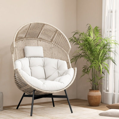 Costway Patio Ratten Lounge Basket Chair Indoor Outdoor Wicker Egg Chair w Cushions DIY at B Q