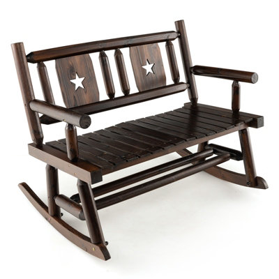 Costway Patio Rocking Bench Carbonized Wood Double Rocker Lovesear w ...