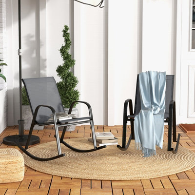 Costway Patio Rocking Chair Set of 2 Outdoor All-weather Metal Rockers