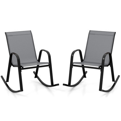 Costway Patio Rocking Chair Set of 2 Outdoor All-weather Metal Rockers