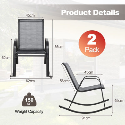 Costway Patio Rocking Chair Set of 2 Outdoor All-weather Metal Rockers - 3