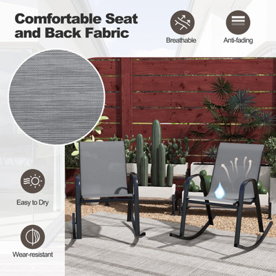 Costway Patio Rocking Chair Set of 2 Outdoor All-weather Metal Rockers - 4