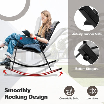 Costway Patio Rocking Chair Set of 2 Outdoor All-weather Metal Rockers - 5