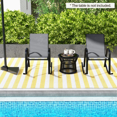 Costway Patio Rocking Chair Set of 2 Outdoor All-weather Metal Rockers - 7