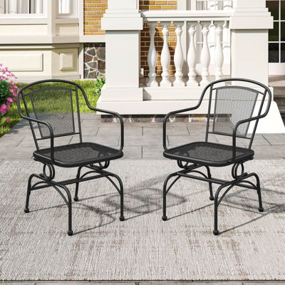 COSTWAY Patio Rocking Chairs Set of 2 Outdoor Dining Chairs with Metal ...