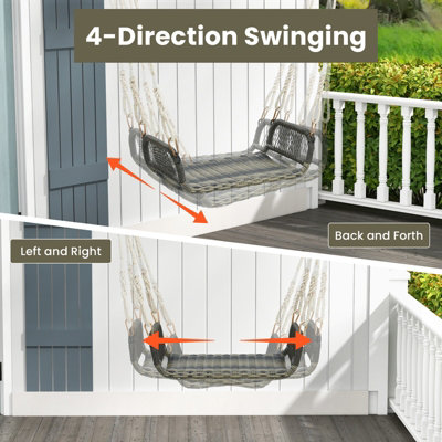 Costway Patio Swing Bench Backless Rattan Woven Patio Wicker w/ Hanging ...