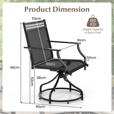 Costway Patio Swivel Dining Chairs Set of 2 Patio Chairs Outdoor Bistro Chairs