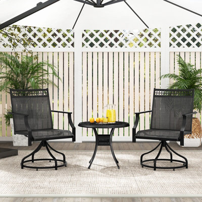 Costway Patio Swivel Dining Chairs Set of 2 Patio Chairs Outdoor Bistro Chairs - 3